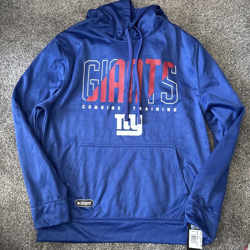 New York Giants NFL Combine Men's Backfield‎ Team Hoodie Sweatshirt Blue Size M